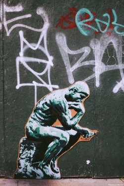 now-youre-cool:  The Thinker with cell phone by B.D. White in Brooklyn