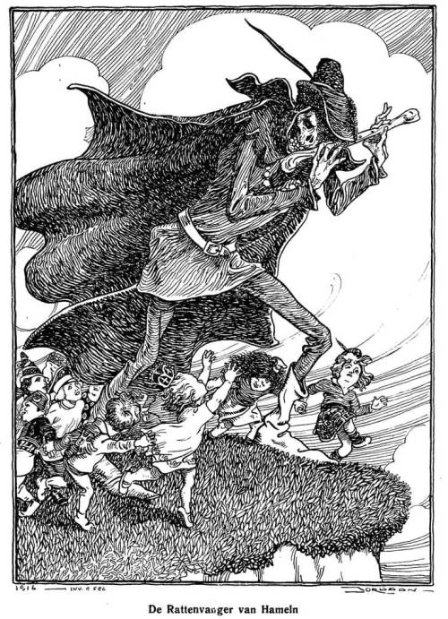 enchantedbook:‘De Rattenvanger Van Hamelen’ (The Piep Piper of Hamelin) by Leo Jordan, 1916