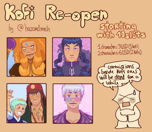 wifedude:hazardmech: hii im reopening kofis ! theres 10 slots available at the moment of posting, bu