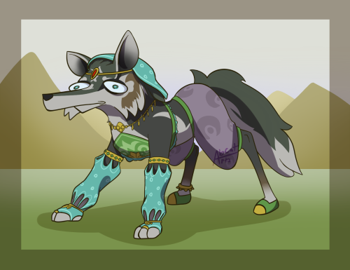 I wanted to draw a wolf wearing the gerudo outfit from botw. so i did. 