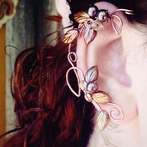 Art Nouveau Ear Cuff Wrap Autumn Cornucopia Ear Dreams An Art Nouveau style boho ear jacket cuff wit