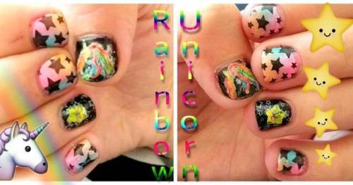 Rainbow Unicorn mani!  #nails #nails #Rainbow #maini #manicure #nailstamping #diy #selfmanicure #Uni