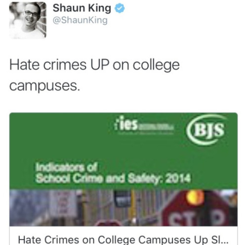 bruised–galaxies:krxs10:Hate Crimes on College campuses seem to be going upNew data from the U.S. De