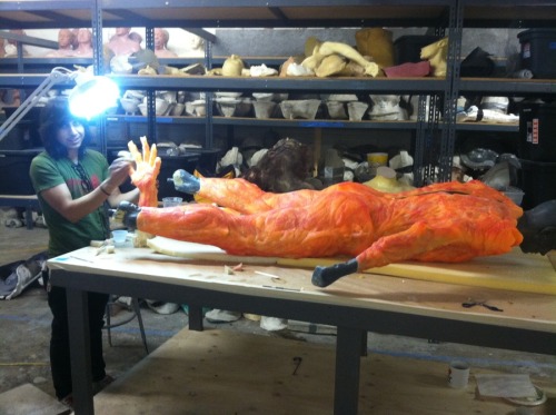 #MonsterSuitMonday The wesen “Volcanis” from NBC’s “Grimm”. Manny Lemus works on painting the suit w