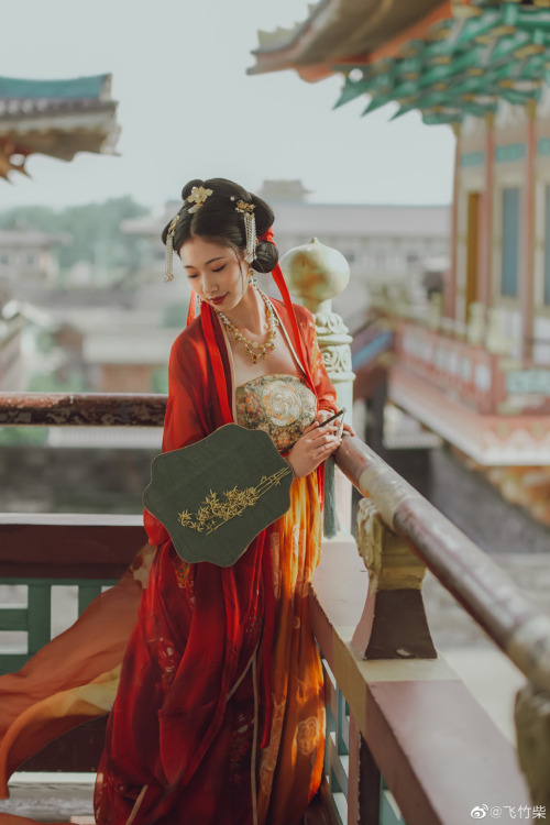 chinese hanfu in tang dynasty style by 竹里馆汉服