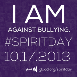 thebacklot:  glaad:  I am ___________ and against bullying. SHARE one of these graphics on Facebook if you’re against bullying and are wearing purple on #SpiritDay 10/17! Change your profile pics now at http://glaad.org/spiritday to show your support