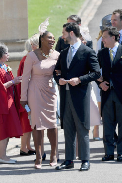 drubles-bestgum1:Tennis legend Serena Williams and her husband Alexis Ohanian arrive at St. George’s Chapel, Windsor for the royal wedding of Prince Henry of Wales to Meghan Markle. May 19, 2018