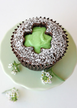 confectionerybliss:   Shamrock Cut-Out Cupcakes