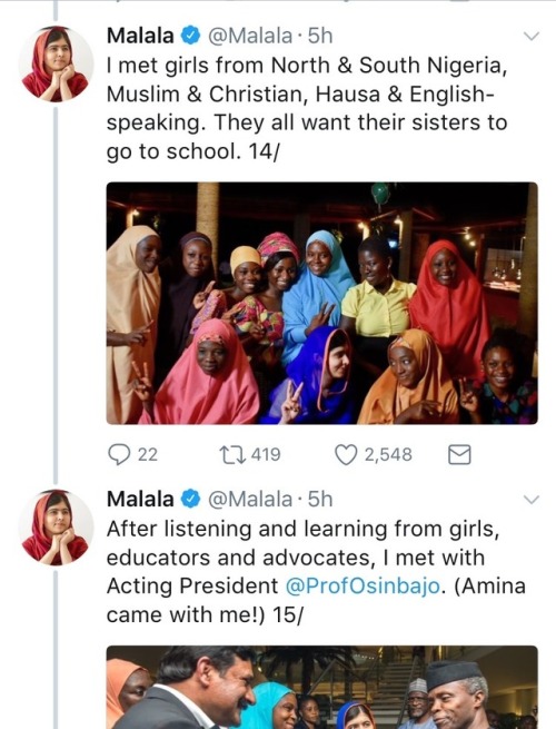 axetoyourface: queerafricanboy: weavemama: Malala really is a class act for standing up against the 