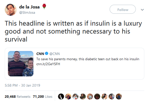 kamiyu910: hazel2468:  gahdamnpunk: This could potentially be deadly while the headline almost makes it out to be an inspirational feel good story “Teenager Forced to Forgo Lifesaving Medication Because his Parents Couldn’t Afford to Pay For It”