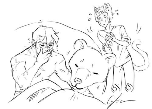 littlecofieart:‘Not the Last Unicorn au’ 05Pike did end up getting some sleep. How nice :3 His tail 