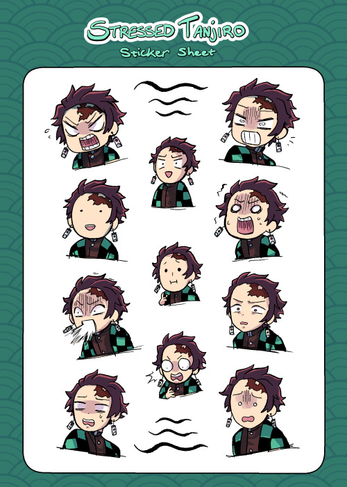 Demon Slayer Stressed Tanjiro Sticker Sheet ~(Not sure if I’ll draw the other characters yet, but ho