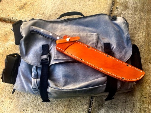 Bark River Golok and Blackhawk! Waxed Canvas Messenger Bag