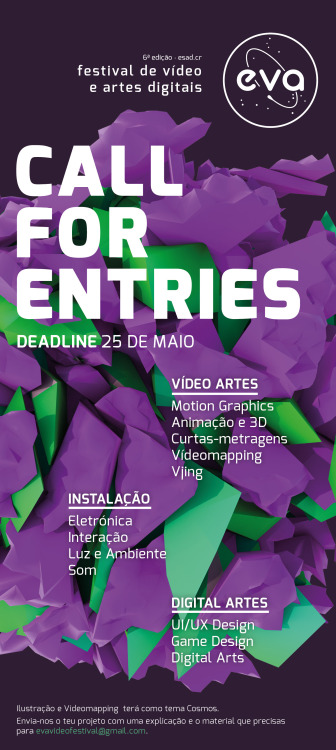 A contagem já começou.O EVA está cada vez mais próximo de nós, por isso precisamos da tua ajuda! Envia-nos os trabalhos que queiras ver expostos para o mail evavideofestival@gmail.com.
Tens até ao dia 25 de maio! Não percas esta oportunidade de...