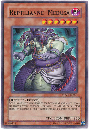 yugiohcardsdaily: Reptilianne Medusa“Send 1 card from your hand to the Graveyard and select 1 face-u
