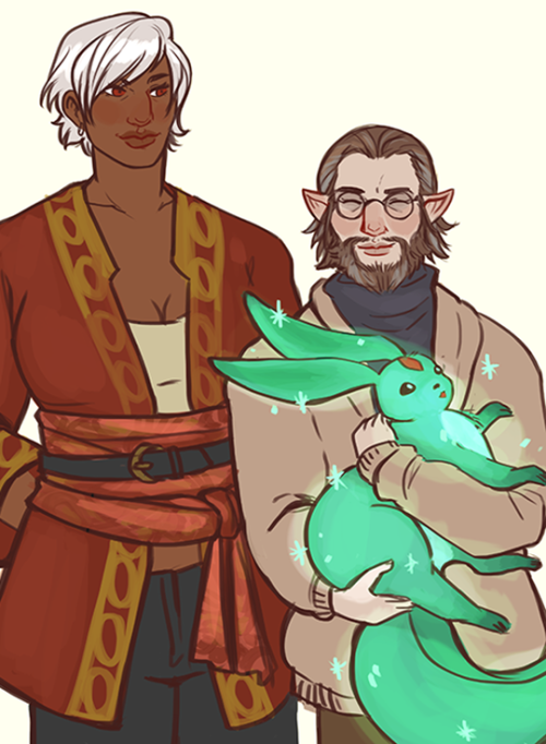 vaynglory:Rogue Sharlayan scholar Percy with his daughter Storm (feat. Turquoise the carbuncle).