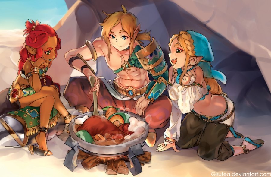 girutea:Gerudo crew having a snack in the shade