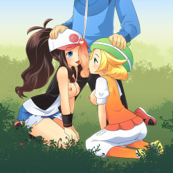 Gottafemall:  Bianca X Hilda X Calem Hentai Pokemon Trainers Who Share The Same Origins