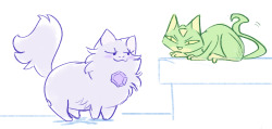 bedupolker:  SU FAN THEORY: Amethyst and Peridot represent the two opposing sides of cats: chill cat who eats anything and sleeps a lot, and neurotic cat who destroys things and flips out for little to no reason 