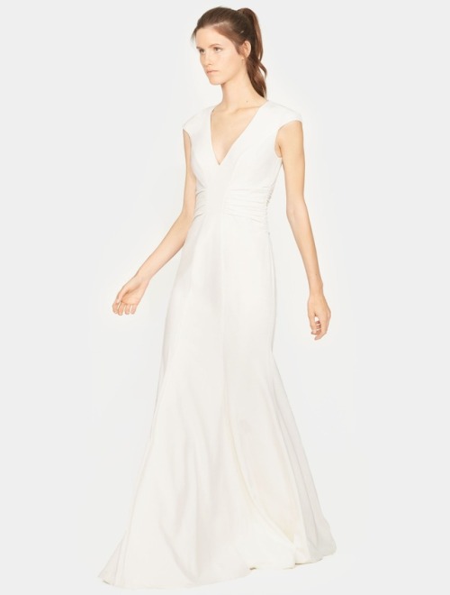 www.halston.com/cap-sleeve-ruched-crepe-gown