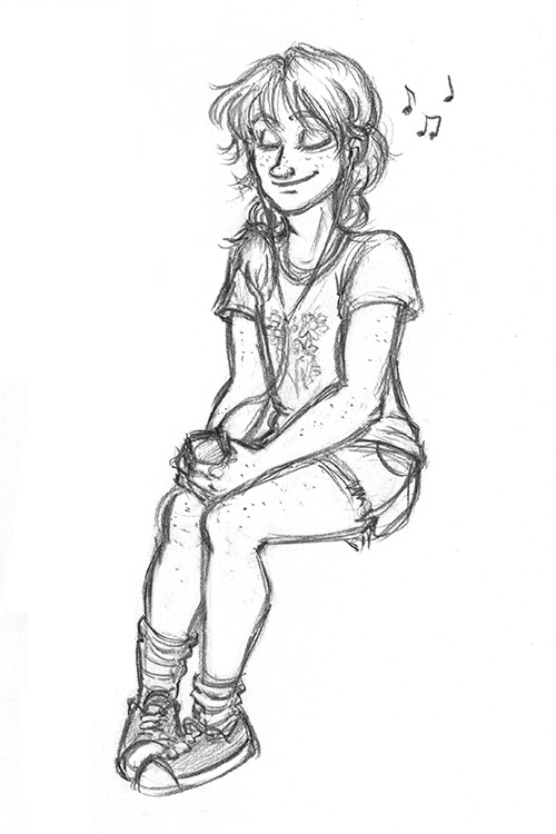 juanjoltaire:My guilty pleasure is drawing fandom Jehan in cutoffs. Here he’s listening to a playlis
