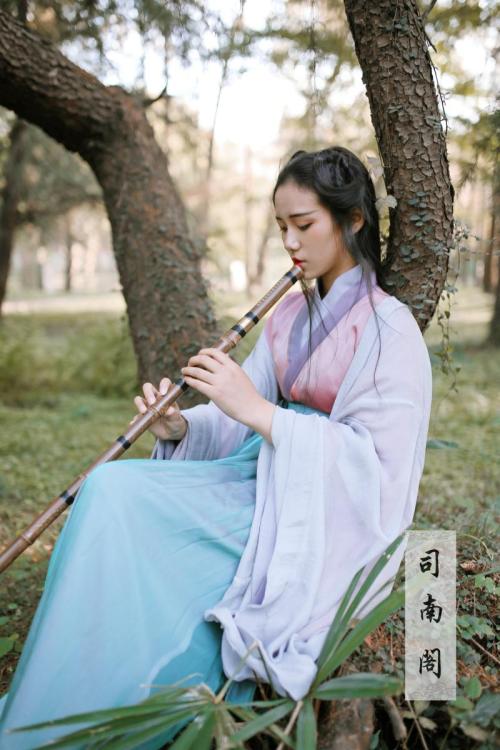 司南阁 traditional chinese fashion, hanfu | type: 交领齐腰襦裙jiāolǐng qíyāo rúqún (crossing collar waist-hig