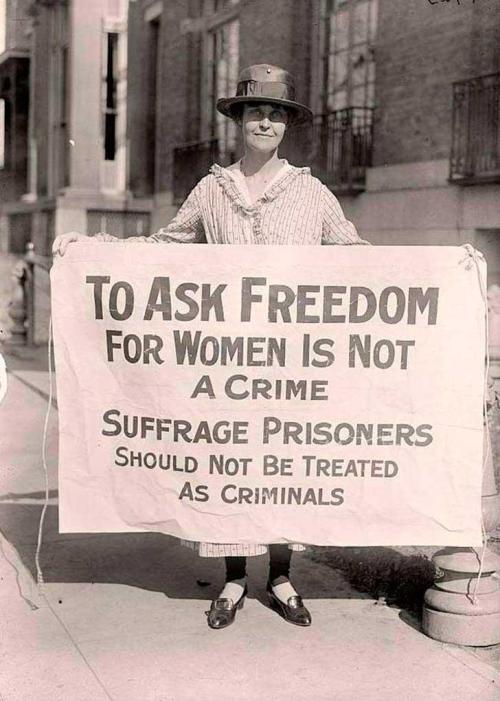 A women’s suffrage activist protesting after “The Night of Terror.” [1917]