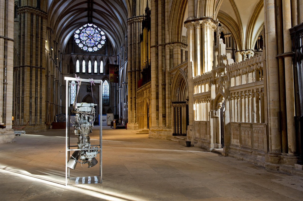 theworldisalmost6000yearsold:  Roger Hiorns Untitled (2013). Jet engine, steel frame,