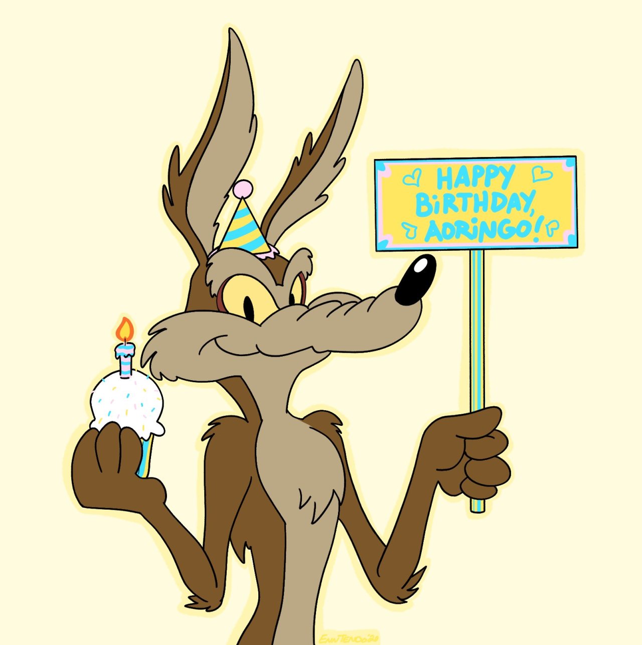 Old pic from 2020. Wile E. Coyote for @peridots-aoringo‘s birthday in December.