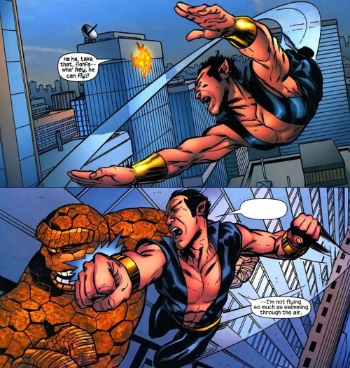 “I’m not flying so much as swimming through the air.” Marvel Adventures: Fantastic Four (2005) #7 