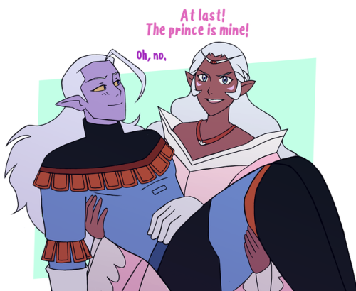 cosmicroyalty:Lotor and Allura in their DotU outfits