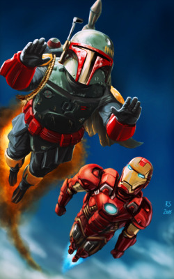 Boba Fett and Iron Man Flying High by Robert-Shane