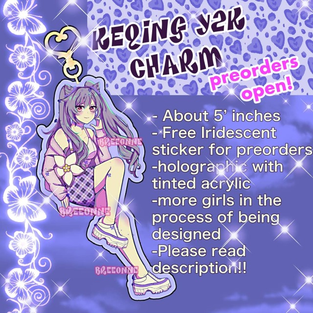 Preorders OPEN Genshin Impact Y2k fashion charm! Keqing edition!These will be 5&rsquo; in with holog
