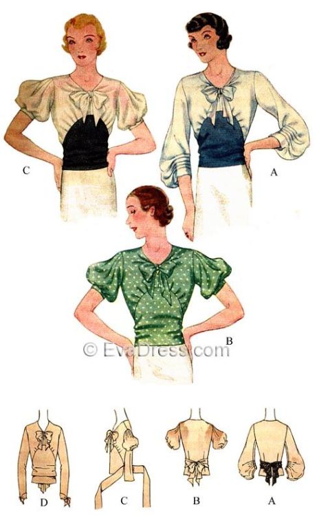 shewhoworshipscarlin:Blouses, 1933.