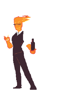 nighttimepixels:  one two transparent Grillby pixel gifs idling for all your idle pixel Grillby needs-!they’re the same, tumblr just stretches images horribly so i’ve put him up twice to help that. click to see him closeup &lt;3original size: