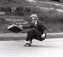 littlealienproducts:  My dad skateboarding at Hyde school 1982. I think he was cooler than me. [x]