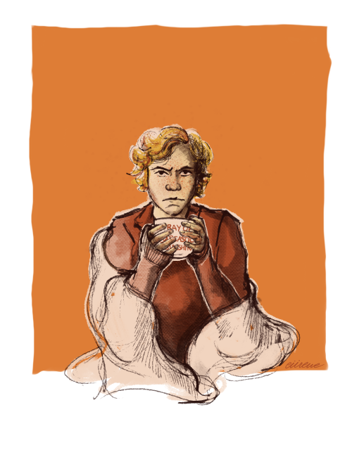 enjolras is an extremely grumpy blanket burrito in the morning