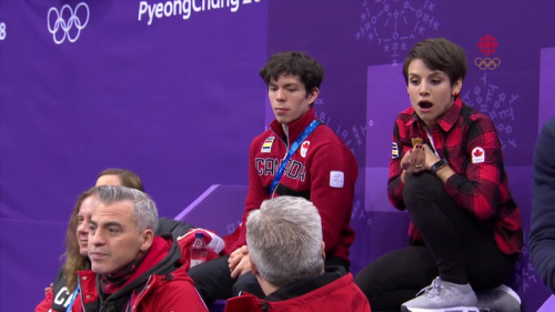 rockofgelato:Meagan Duhamel cramming a cookie into her mouth on the Canadian figure skating stream. 