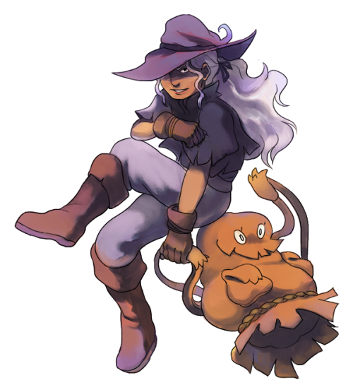 my oc malady and her sentient bottomless bag ghost friend named rucksack c: