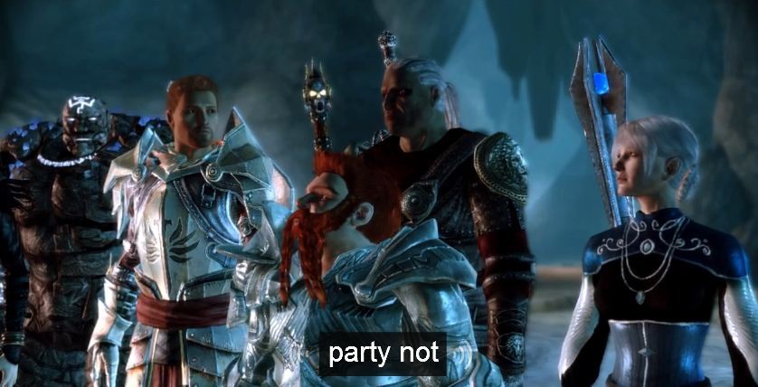 dragon-age-transcribed:
“ Sten has spoken. There will be no parties.
”