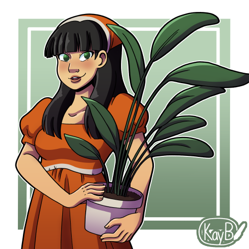 Second week of the character design challenge! Prompts - botanist, sun dress, carrot cake color sche