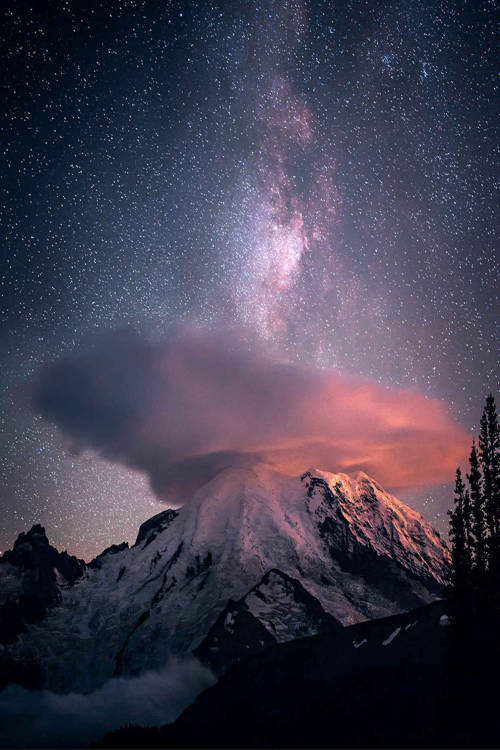 spacenexus: Milky Way over Mt. Rainer, Washington | by Matt Sahil