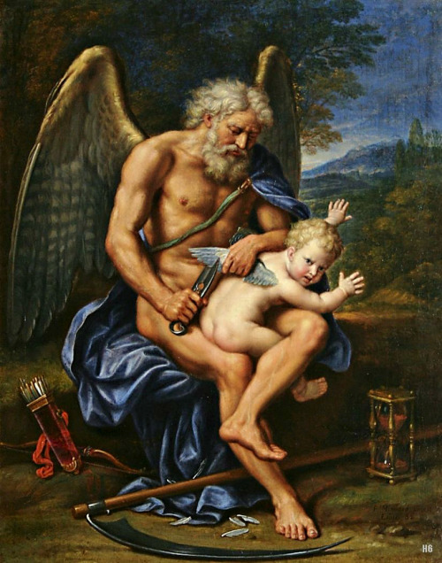 hadrian6: Time Clipping the Wings of Cupid. 1694. Pierre Mignard. French 1610-1695. oil/canvas. http