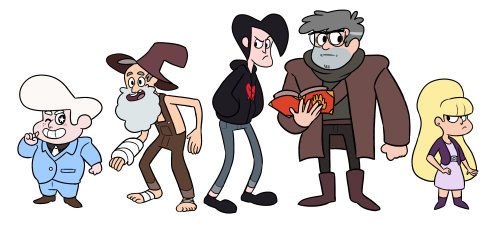 grunkindonuts:  Updated Gravity falls chars drawn in Steven Universe style photoset, now including as a big ol honkin’ group pic. (I honestly think McGucket got the most flattering transition from the two styles!)