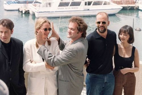 my-retro-vintage:Quentin Tarantino and the cast of “Pulp Fiction” at the Cannes Film Fes