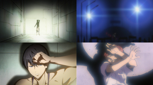 sheepishspace:  thedummysystem:  Looks like someone recently watched Evangelion. [left: stills from Free! Eternal Summer, episode 9; right: stills from Neon Genesis Evangelion episode 1 and opening, Evangelion 1.0, Evangelion 2.0 and Evangelion Q]  Free!