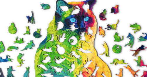 itscolossal: Herding Cats: Bring Together Dozens of Moody Felines in This Technicolor Jigsaw Puzzle