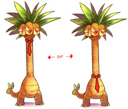 k009:    How does an Exeggutor wear a tie?  