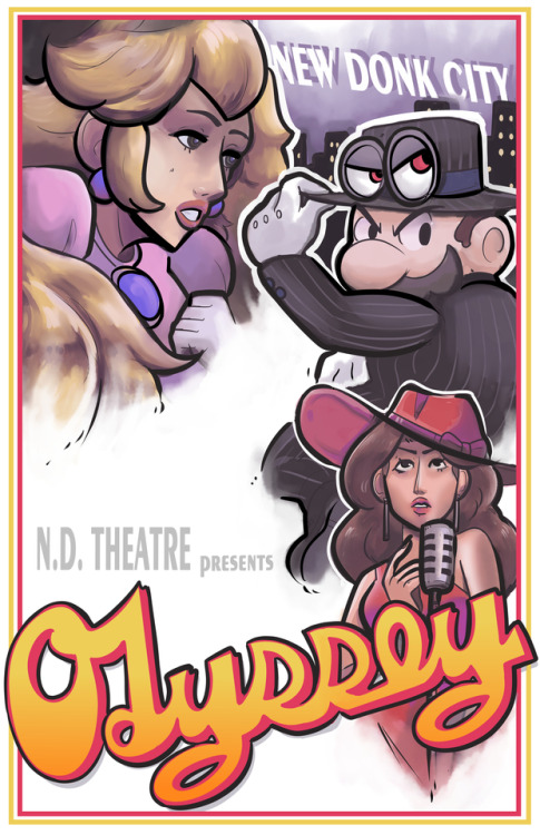 Here’s a Mario Odyssey print I made last month! It’s a sort of parody of the LA Noire Sw