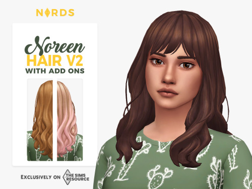 nords-sims:Noreen Hair V2 (with strands):Hello, guys!!I made a second version of my Noreen Hair, I j